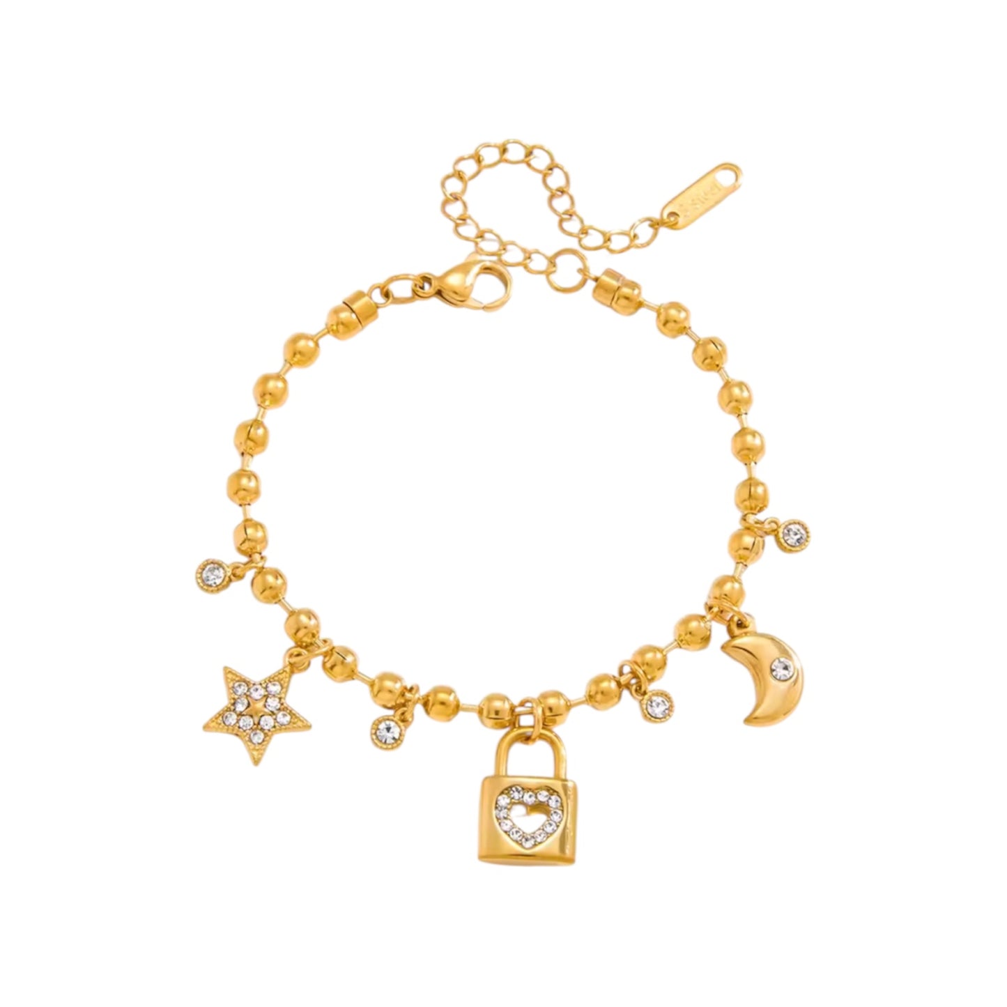 Golden Lock Charm Armband