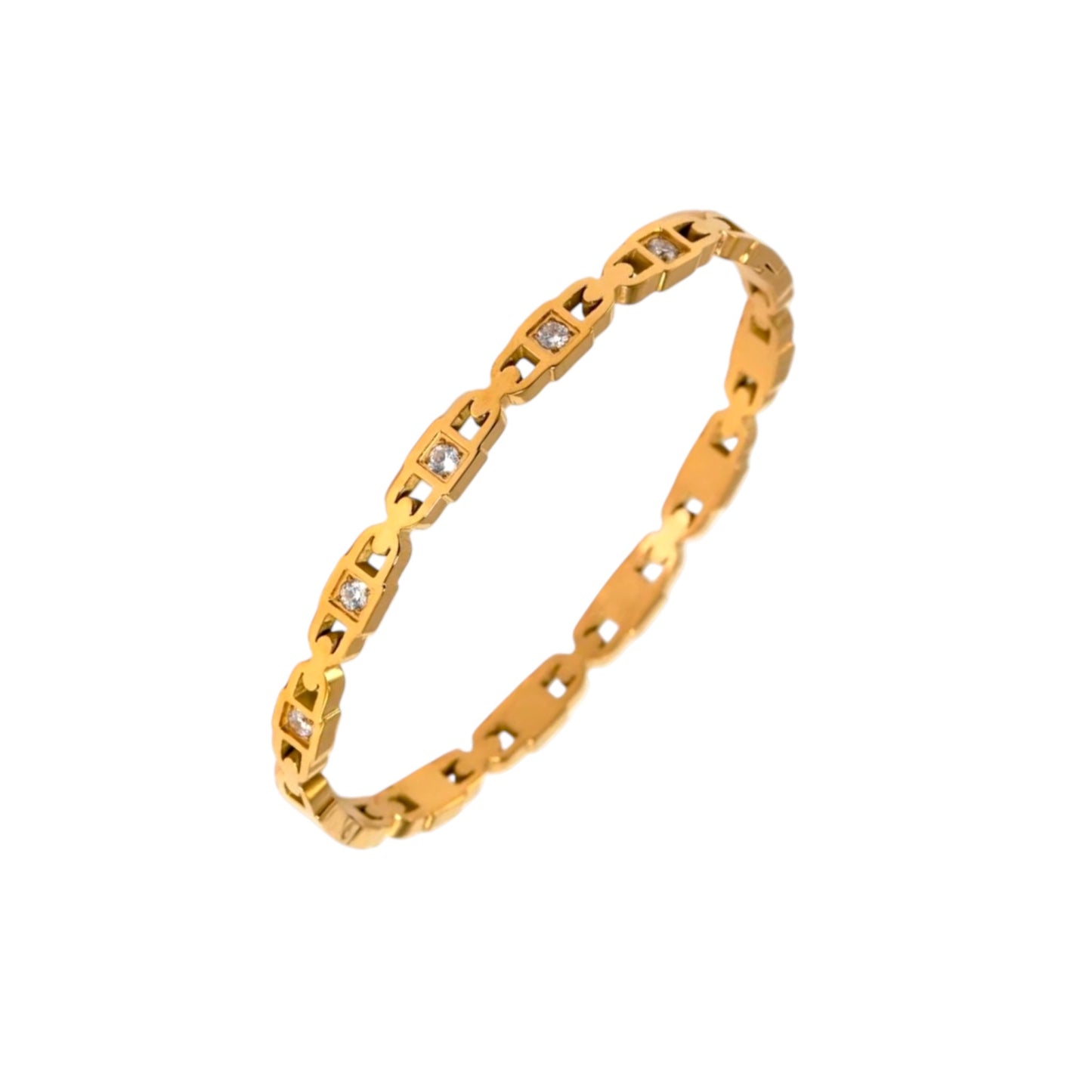 Glas Line Armreif | 18K vergoldet