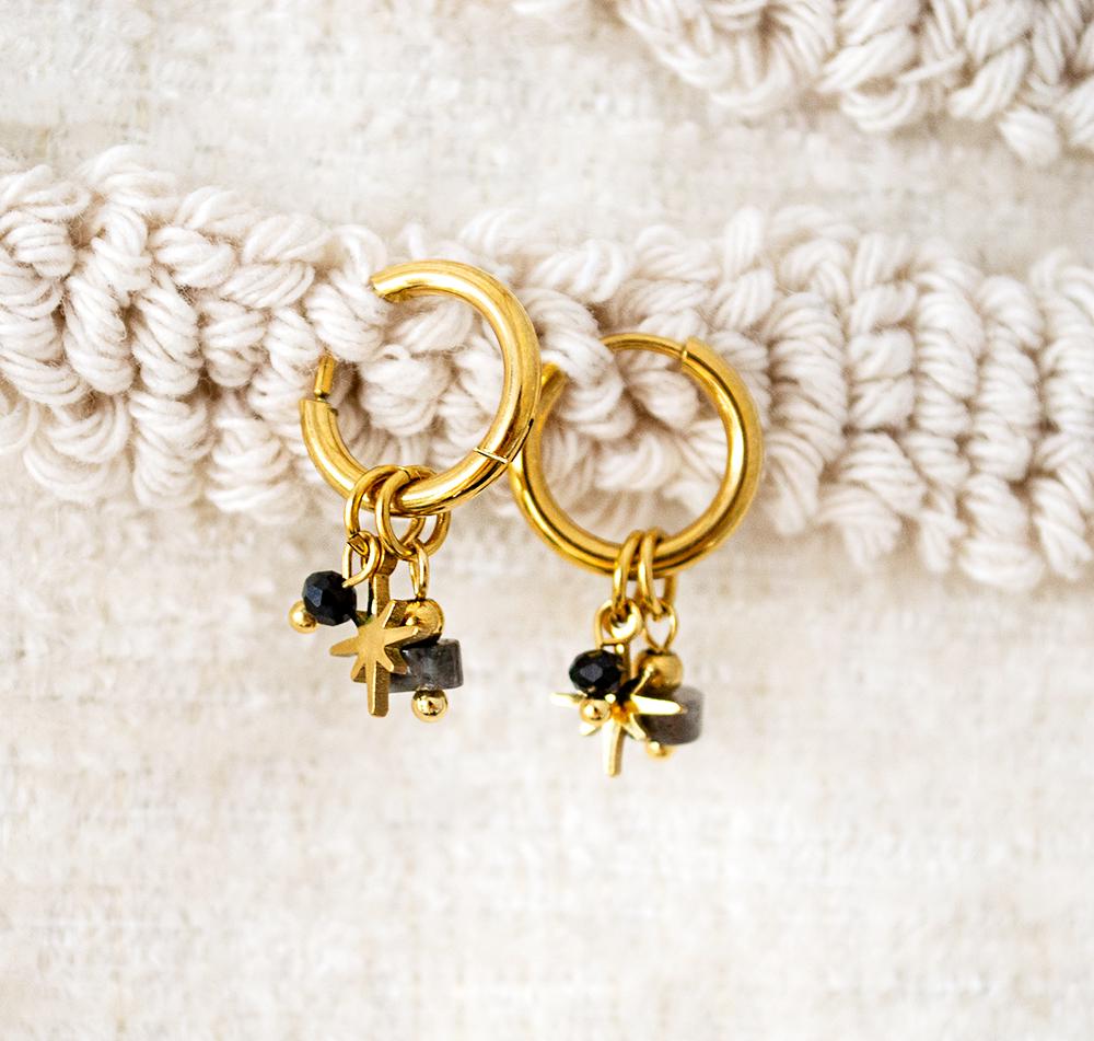 Midnight Star Charm Hoops