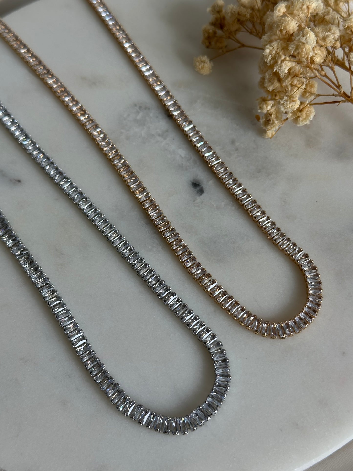 Luxe Baguette Halskette | 14K vergoldet
