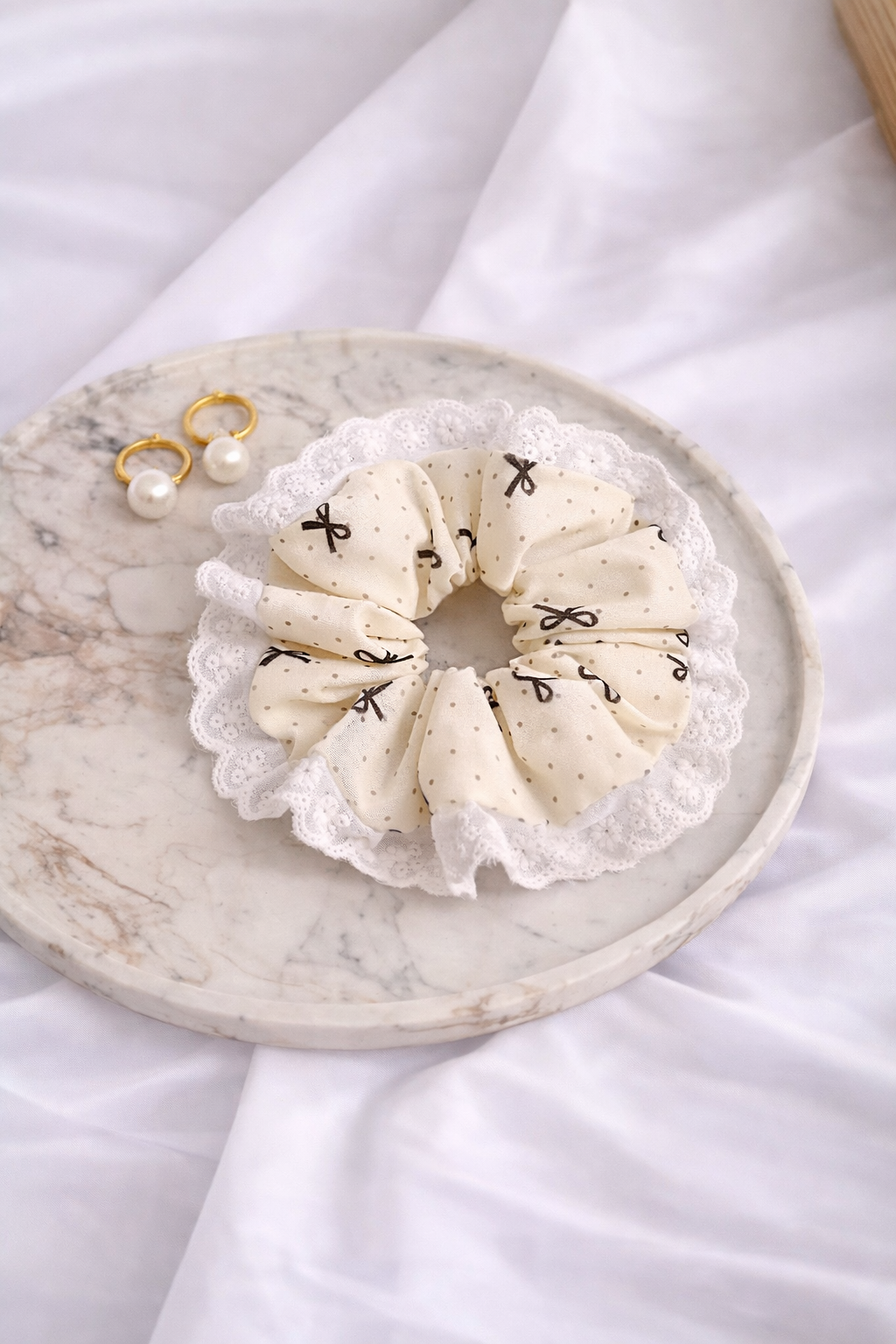 Ivory Bow Scrunchie