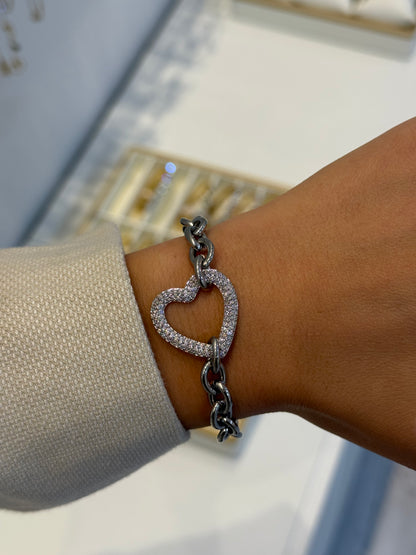 Heart Charm Armband | Stainless Steel