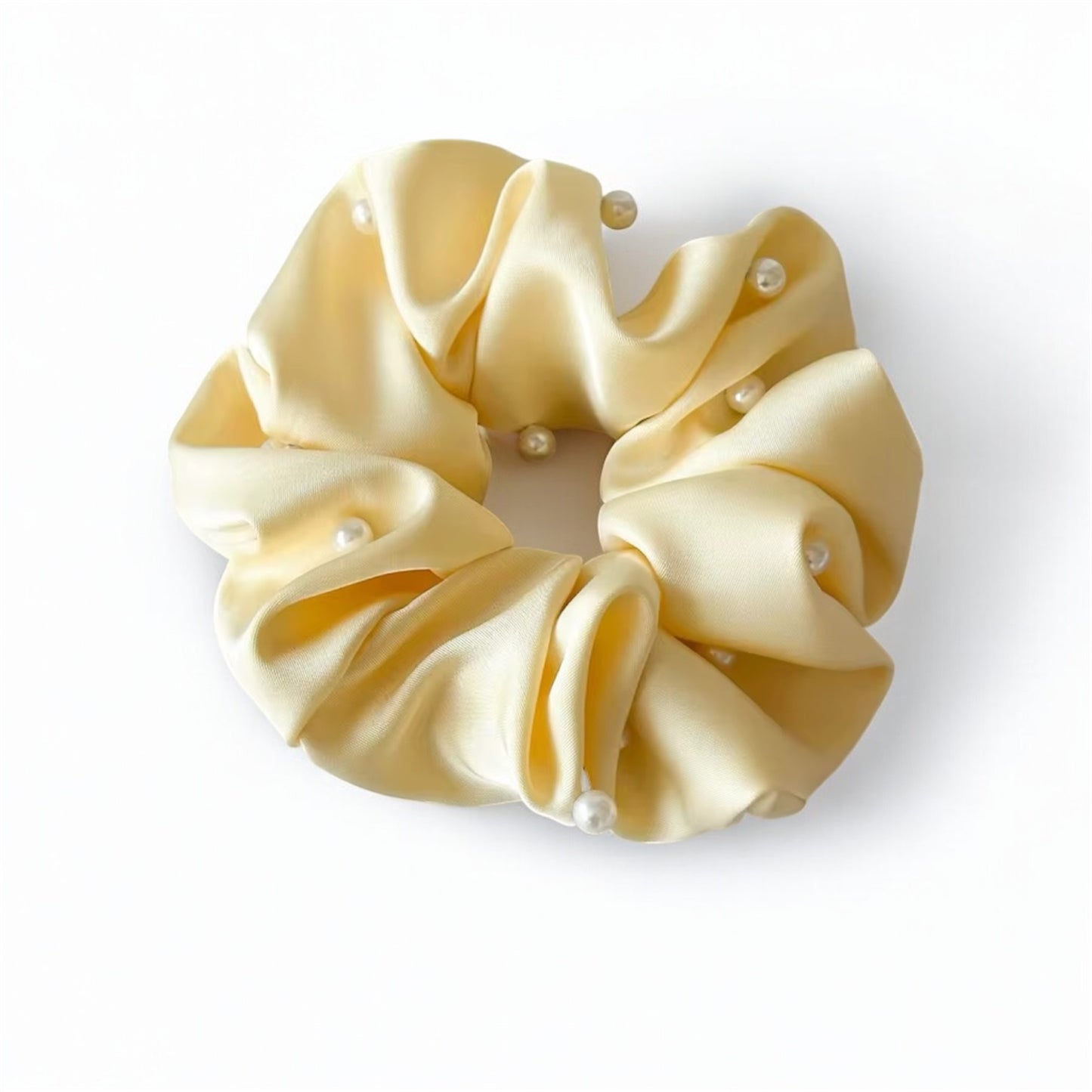 Satin Pearl Scrunchie - Gelb