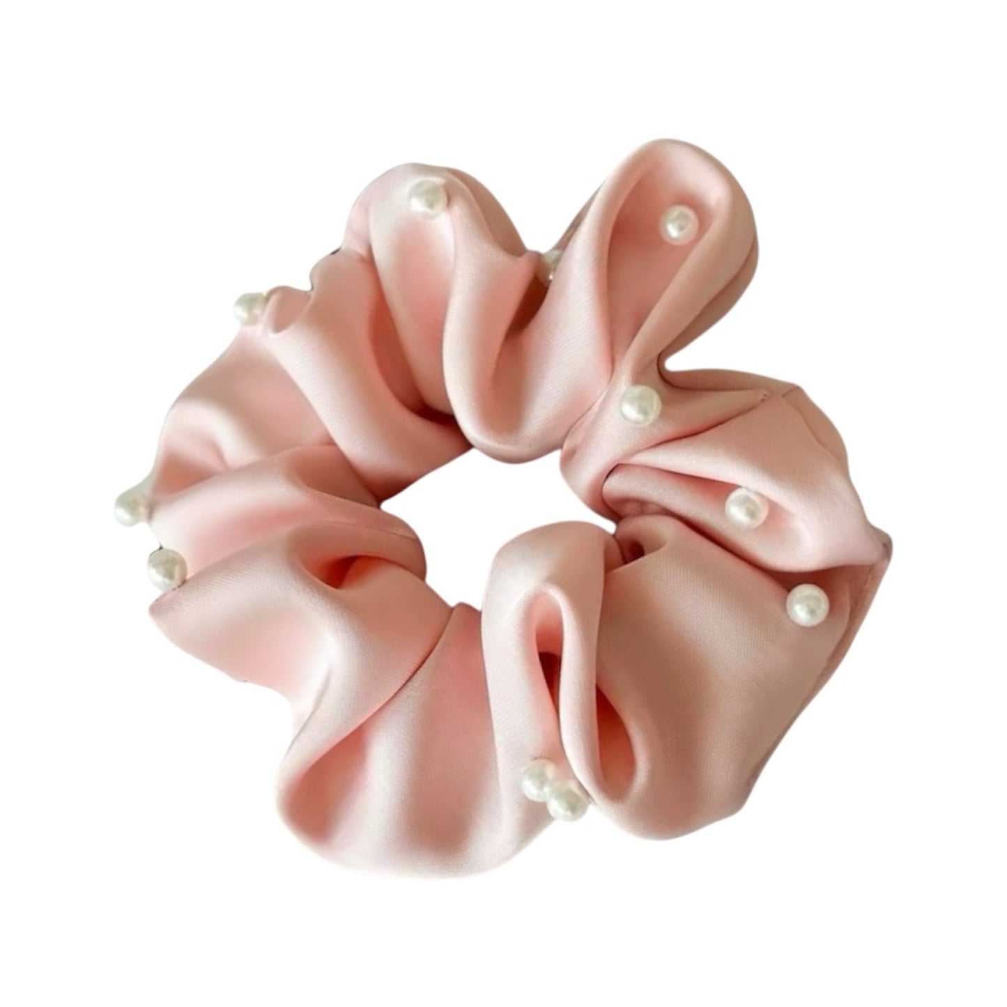 Satin Pearl Scrunchie – Blush