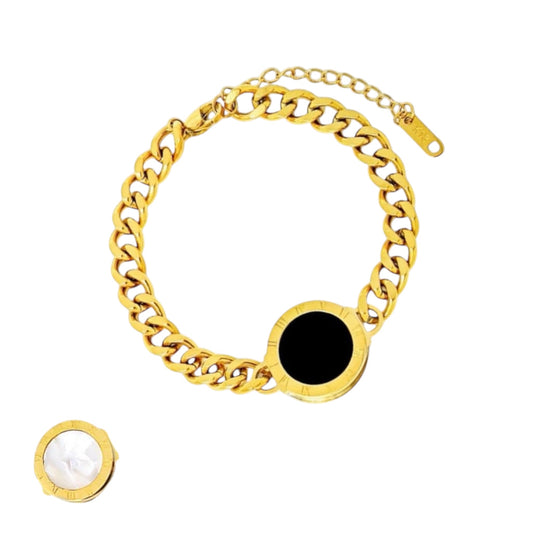 Black&White Duo Armband | 18K vergoldet