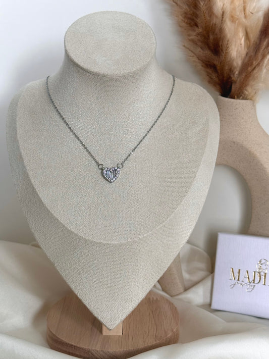 Silver sparkle Heart Halskette