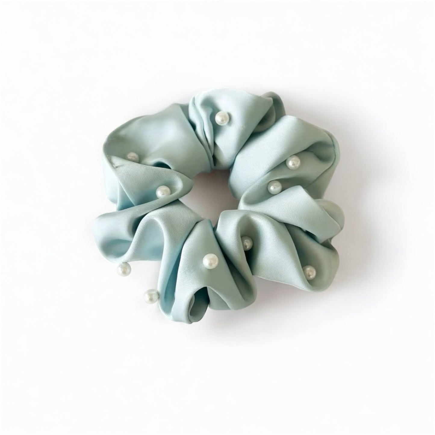 Satin Pearl Scrunchie - Mint