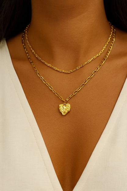 Zweilagige Herz Halskette