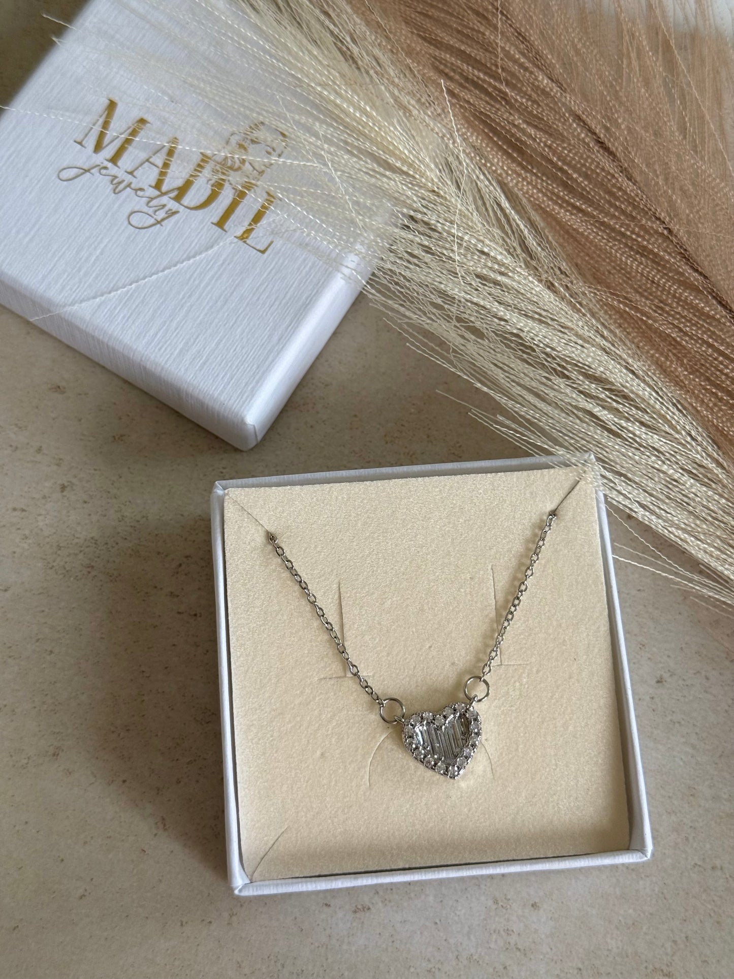 Silver sparkle Heart Halskette