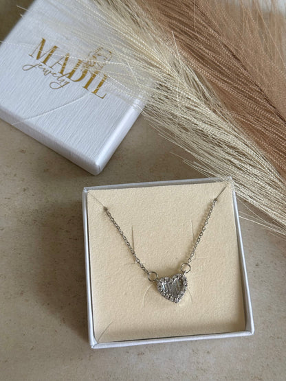 Silver sparkle Heart Halskette