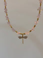 Libellenkette mit rosa Steinperlen
