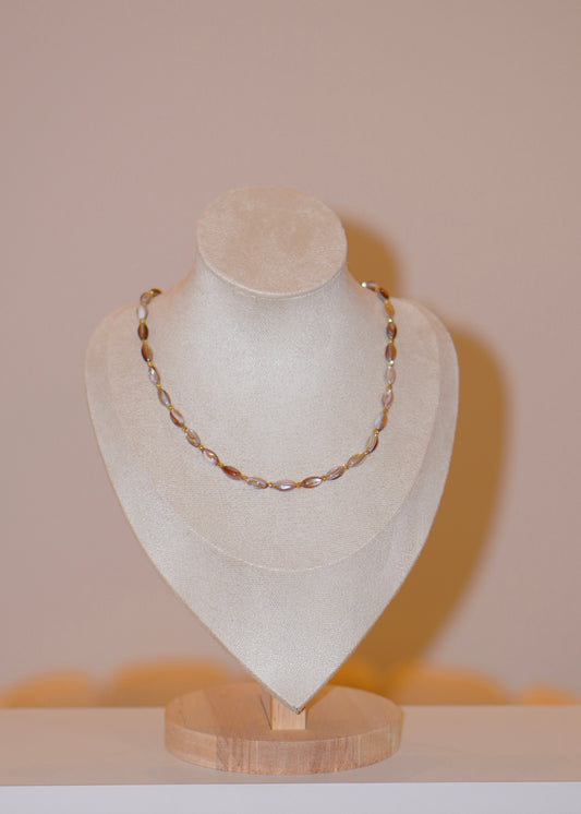 Perlenkette aus ovalen braunen Perlen