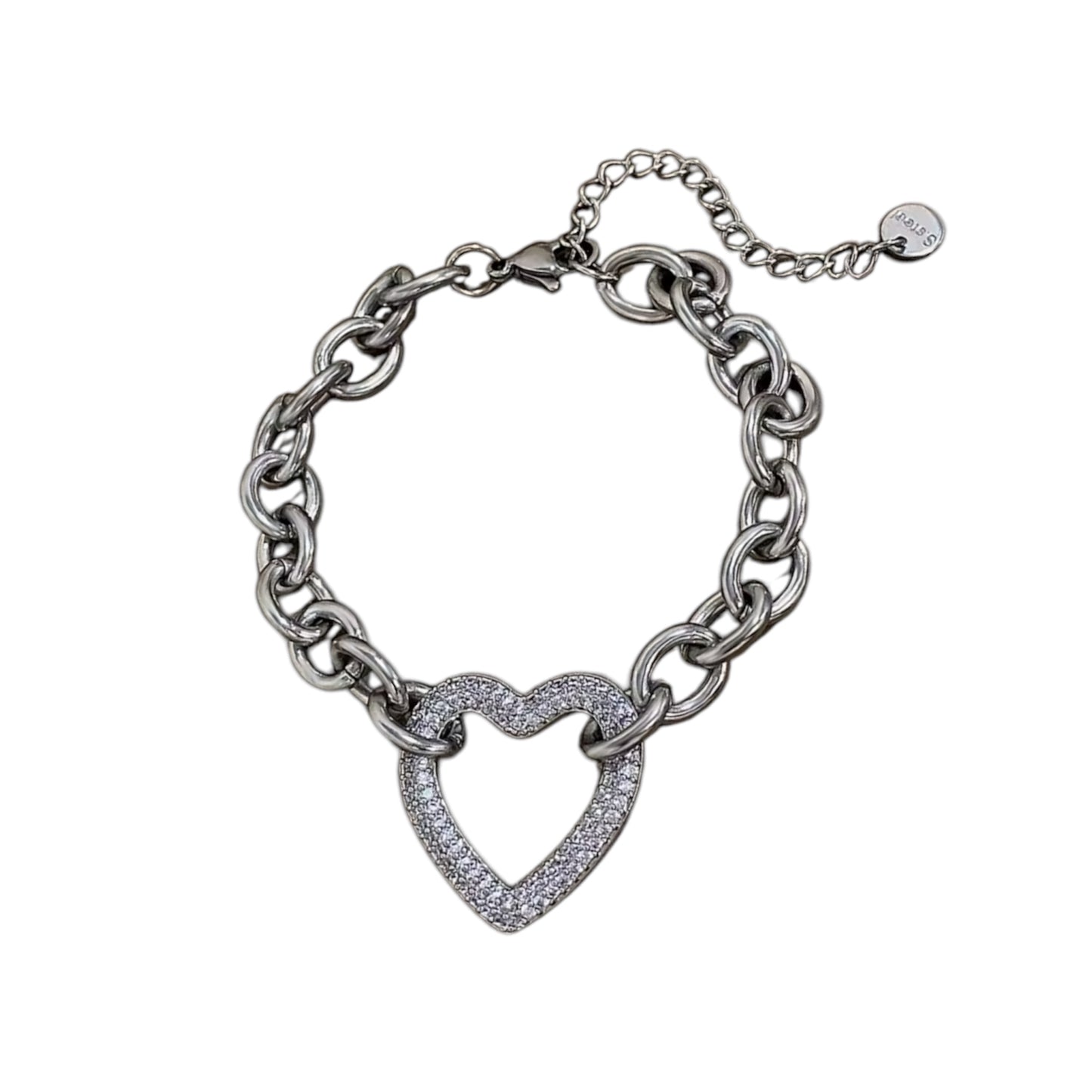 Heart Charm Armband | Stainless Steel