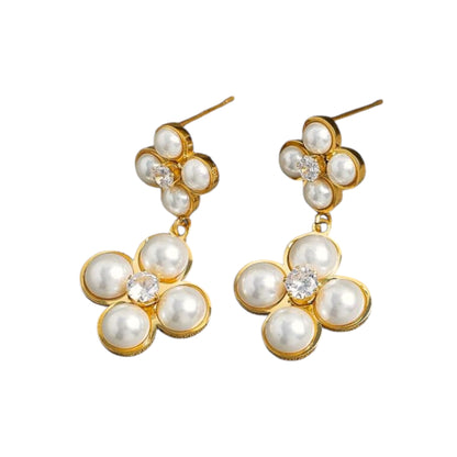 Perlenblume Ohrring