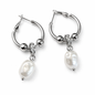 Silver Pearl Hoops